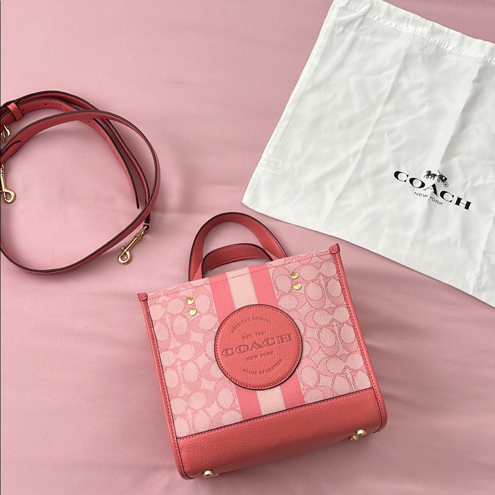 Coach Pink Jacquard Dempsey Bag